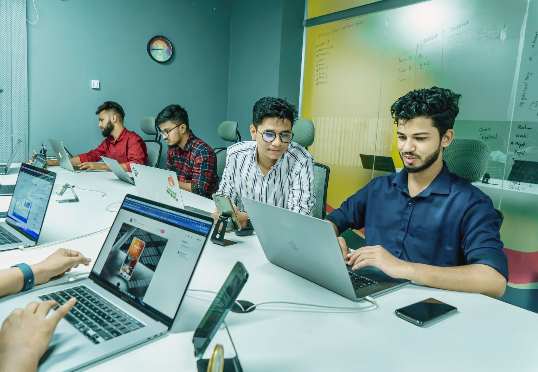 A small team working together in a modern office